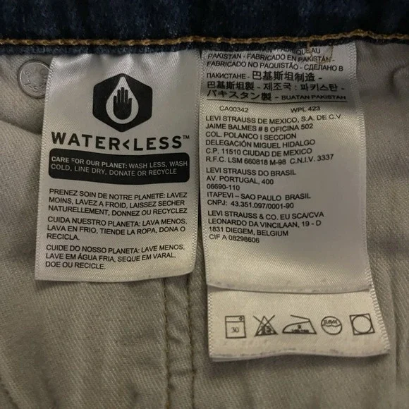 Levis 505 Jeans Waterless Straight Regular Fit Blue Denim Mens 42x32 - Picture 6 of 6